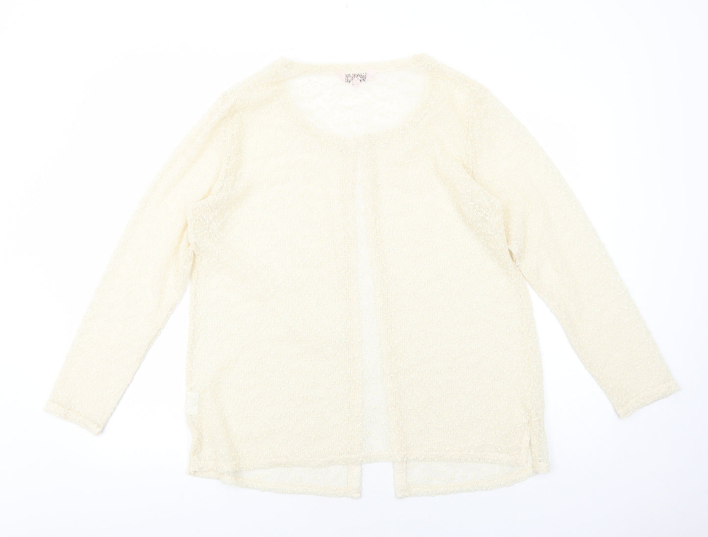 Michele Hope Womens Ivory Scoop Neck Polyester Cardigan Jumper Size 14 - Hook and Eye Closure