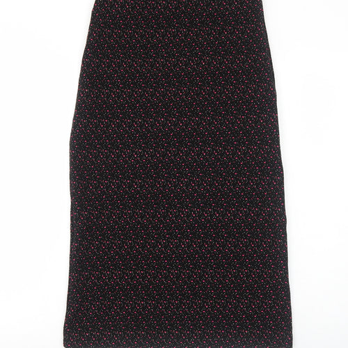 Preworn Womens Black Geometric Polyester A-Line Skirt Size 10