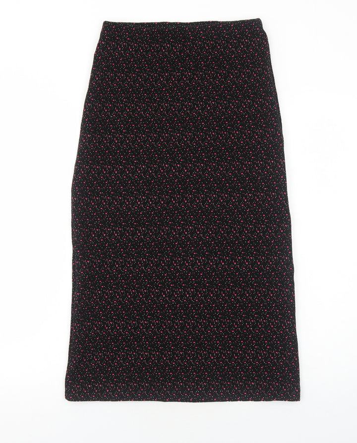 Preworn Womens Black Geometric Polyester A-Line Skirt Size 10