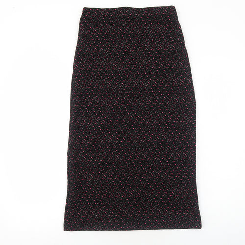 Preworn Womens Black Geometric Polyester A-Line Skirt Size 10