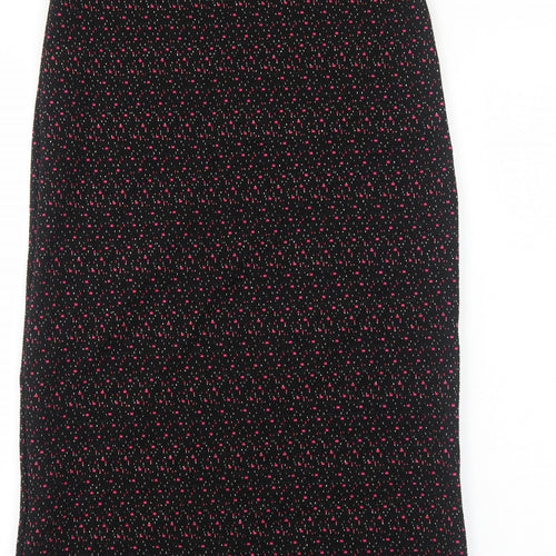Preworn Womens Black Geometric Polyester A-Line Skirt Size 10