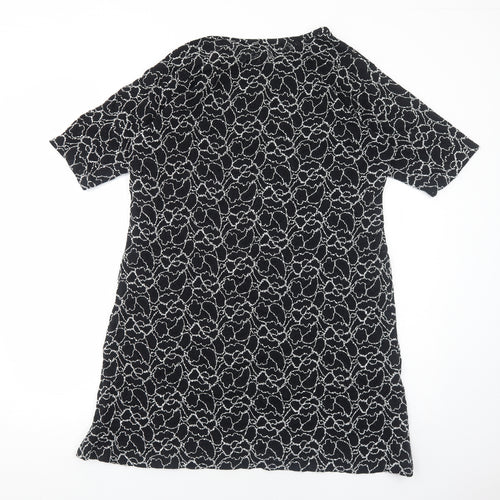 Preworn Womens Black Floral Polyester A-Line Size M Round Neck Pullover