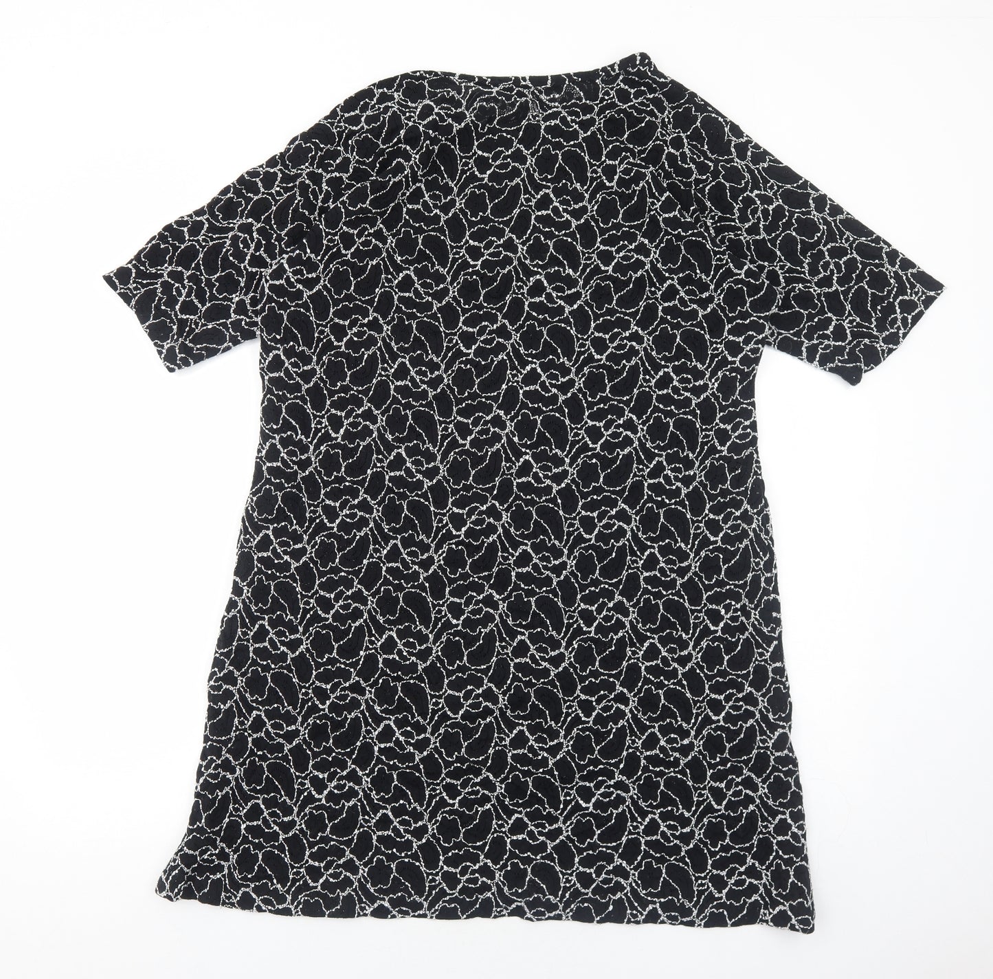 Preworn Womens Black Floral Polyester A-Line Size M Round Neck Pullover