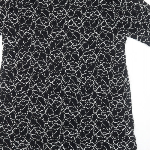 Preworn Womens Black Floral Polyester A-Line Size M Round Neck Pullover