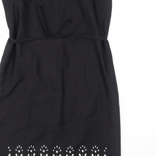 Per Una Womens Black Geometric Polyester Shift Size 14 Round Neck Pullover