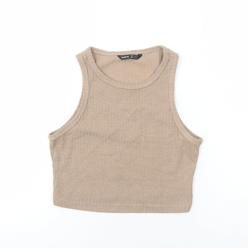 SheIn Womens Brown Polyester Basic Tank Size XS Round Neck