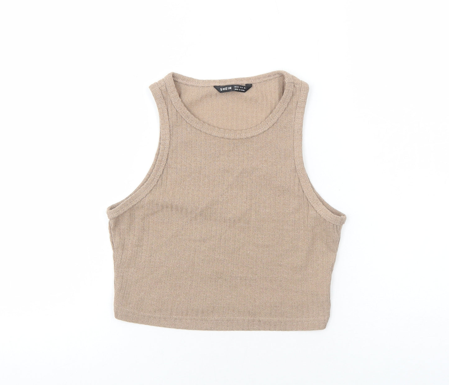 SheIn Womens Brown Polyester Basic Tank Size XS Round Neck