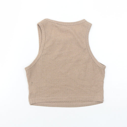 SheIn Womens Brown Polyester Basic Tank Size XS Round Neck