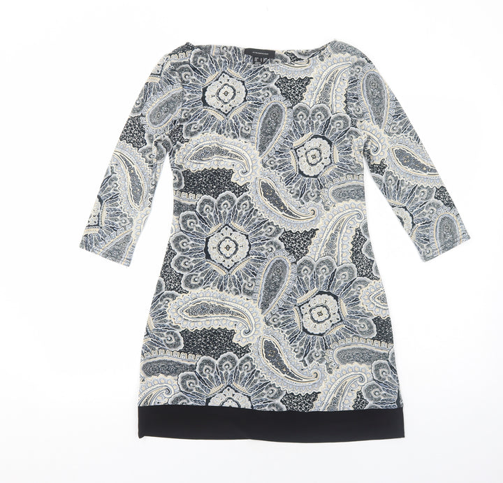 Atmosphere Womens Grey Geometric Polyester A-Line Size 10 Round Neck Pullover
