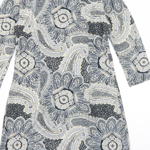 Atmosphere Womens Grey Geometric Polyester A-Line Size 10 Round Neck Pullover