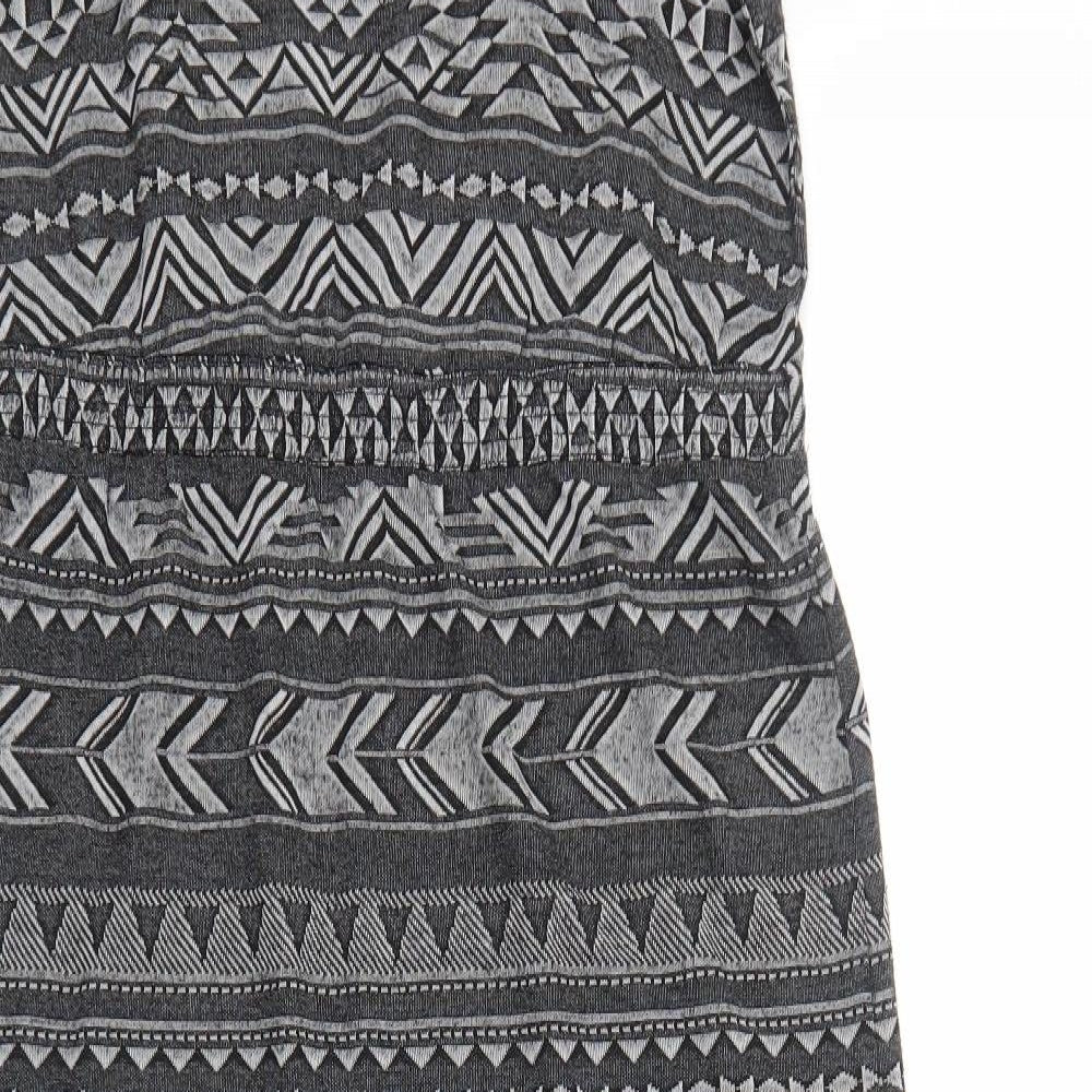 Animal Womens Grey Geometric Polyester T-Shirt Dress Size 10 Round Neck Pullover