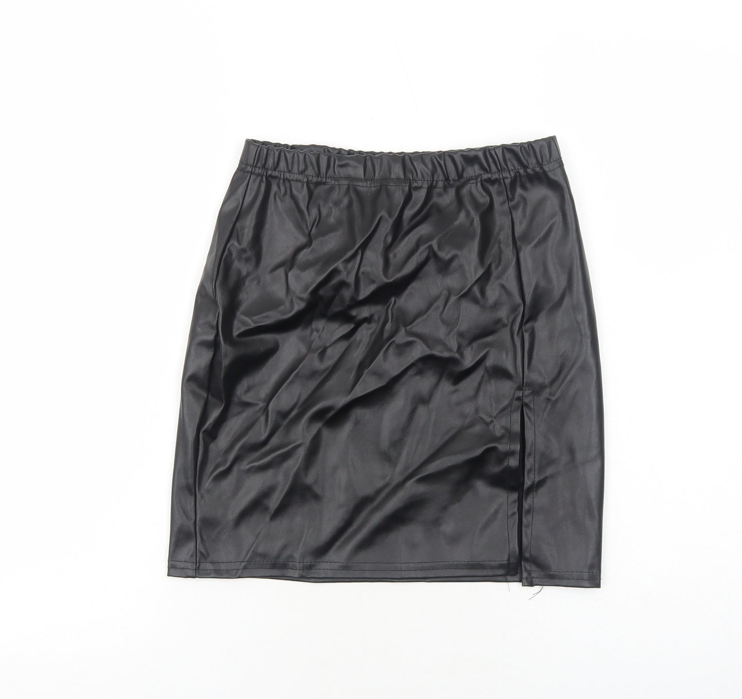 PRETTYLITTLETHING Womens Black Polyester Straight & Pencil Skirt Size 8