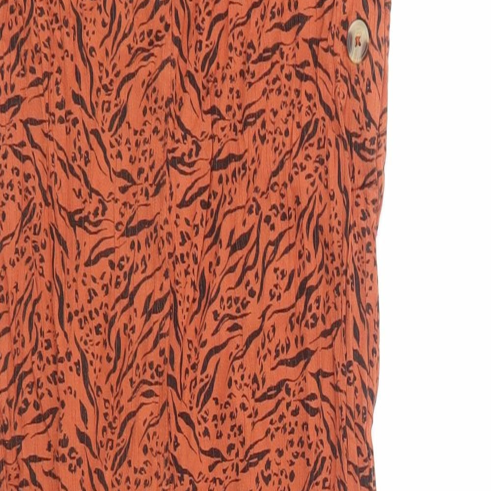 NEXT Girls Orange Geometric Viscose Playsuit One-Piece Size 13 Years Button