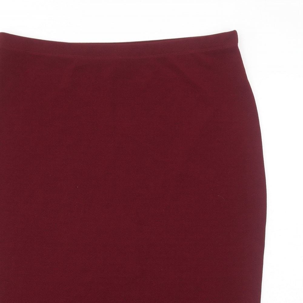 M&Co Womens Red Polyester Straight & Pencil Skirt Size 16