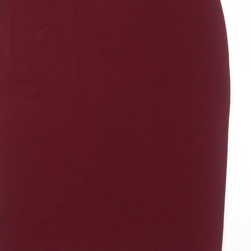 M&Co Womens Red Polyester Straight & Pencil Skirt Size 16