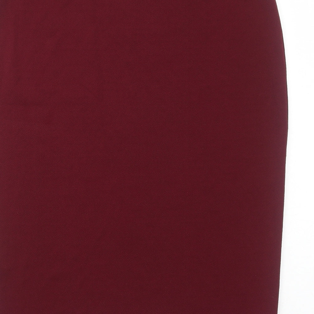 M&Co Womens Red Polyester Straight & Pencil Skirt Size 16