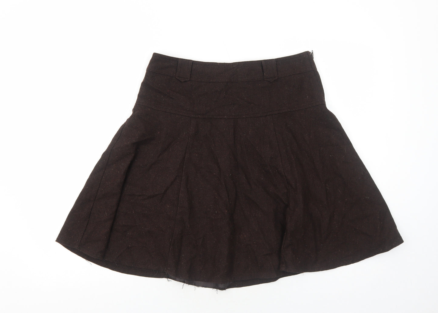 Reflex Womens Brown Viscose Skater Skirt Size 10 Zip