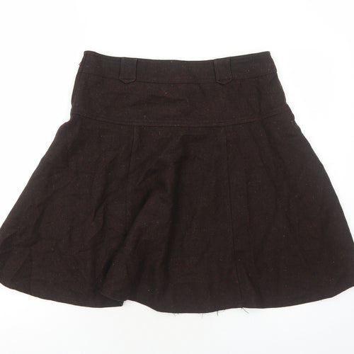 Reflex Womens Brown Viscose Skater Skirt Size 10 Zip