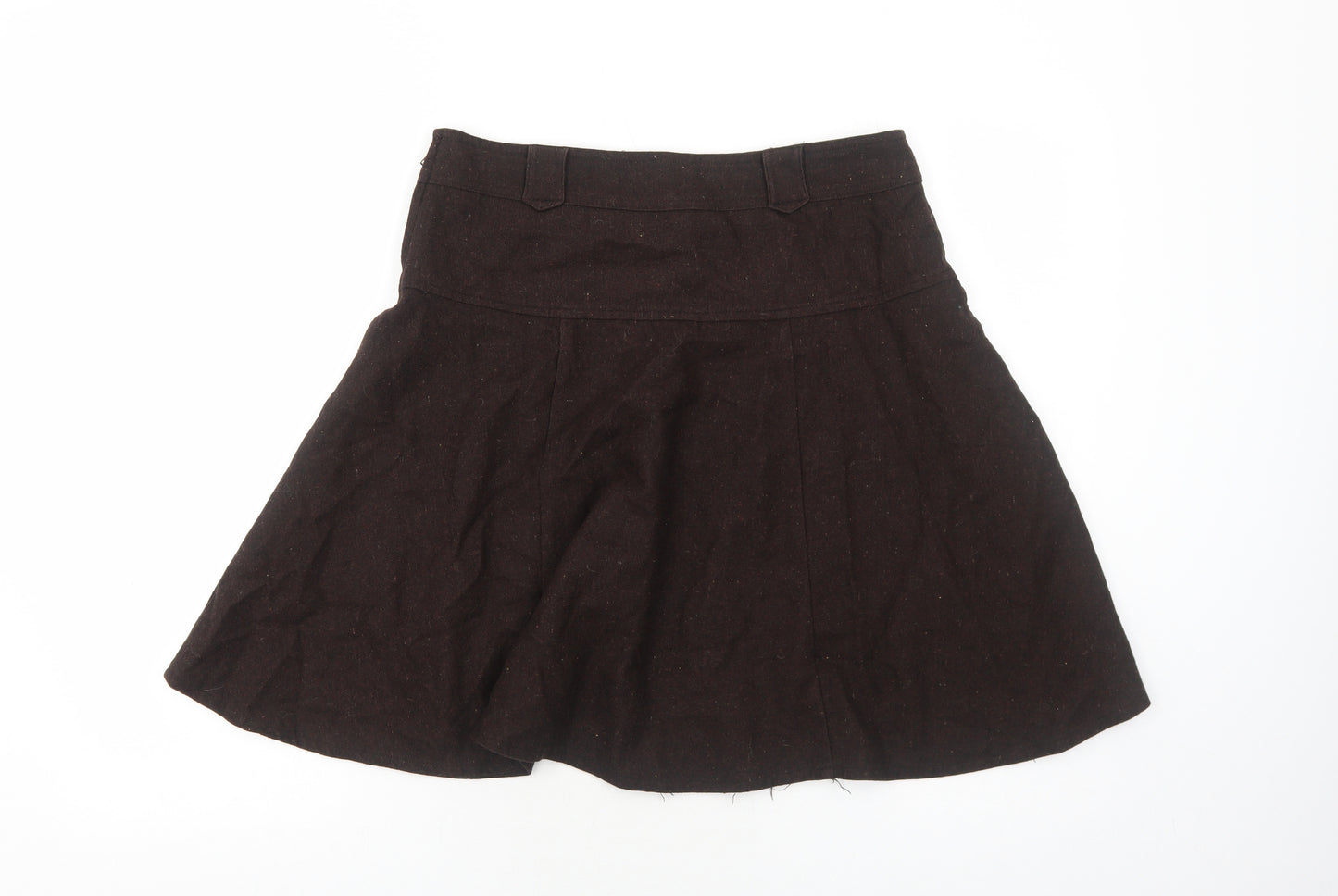 Reflex Womens Brown Viscose Skater Skirt Size 10 Zip