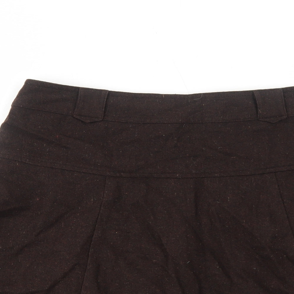Reflex Womens Brown Viscose Skater Skirt Size 10 Zip