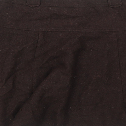 Reflex Womens Brown Viscose Skater Skirt Size 10 Zip