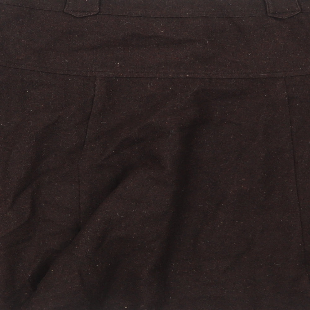 Reflex Womens Brown Viscose Skater Skirt Size 10 Zip