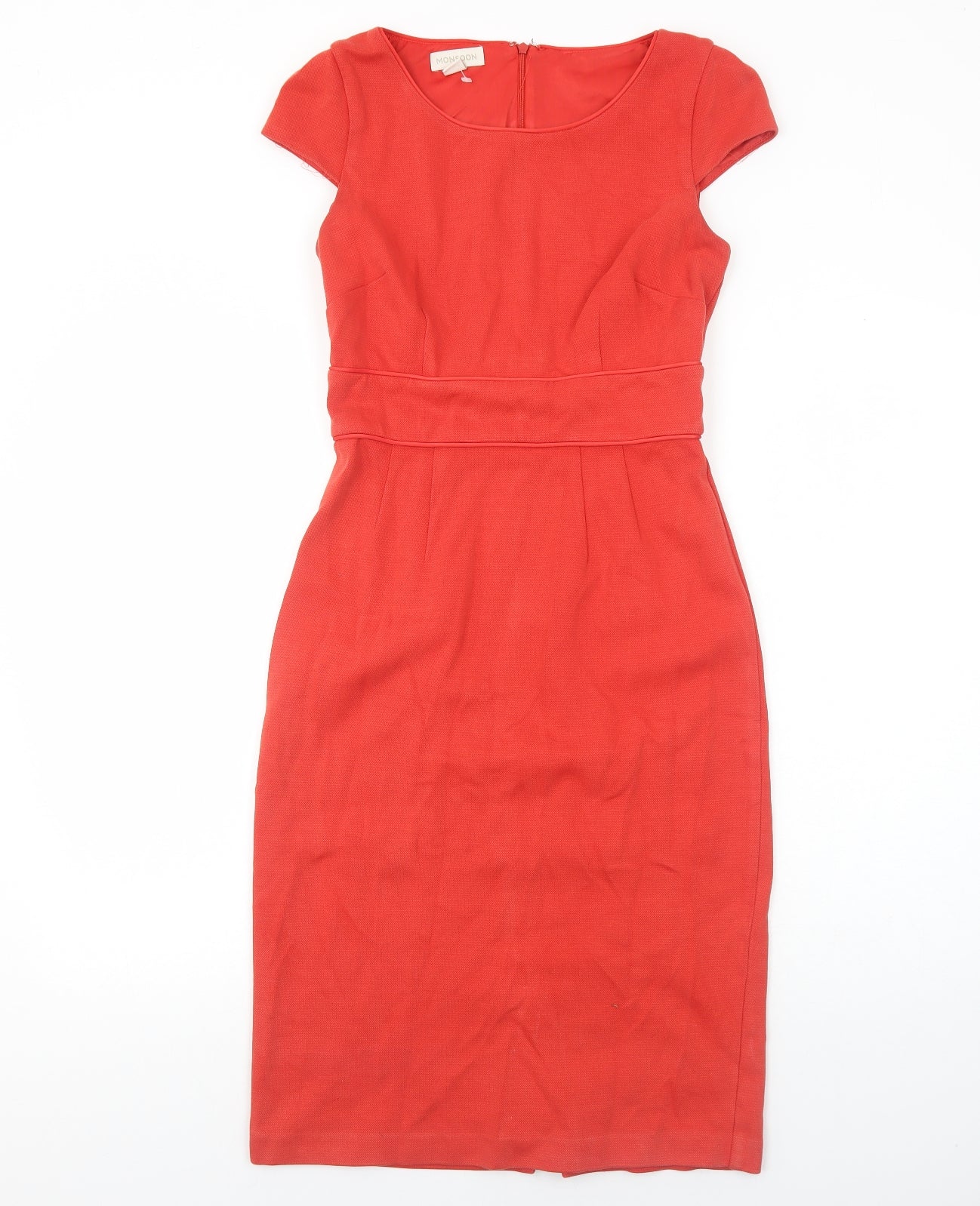 Monsoon Womens Orange Polyester A-Line Size 8 Round Neck Zip