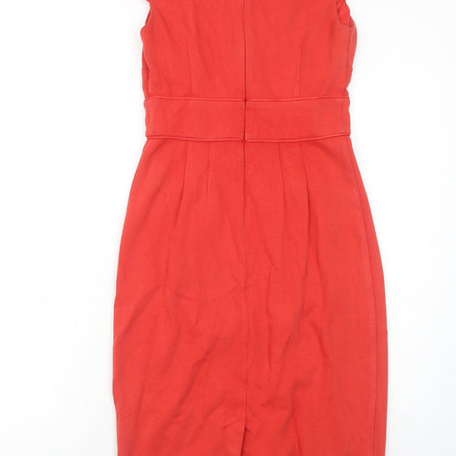 Monsoon Womens Orange Polyester A-Line Size 8 Round Neck Zip