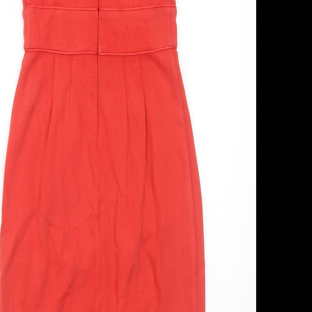 Monsoon Womens Orange Polyester A-Line Size 8 Round Neck Zip