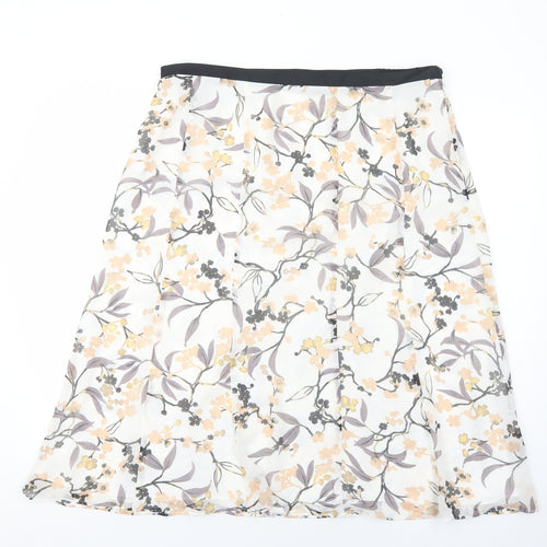 Jacques Vert Womens White Floral Polyester Swing Skirt Size 20 Zip