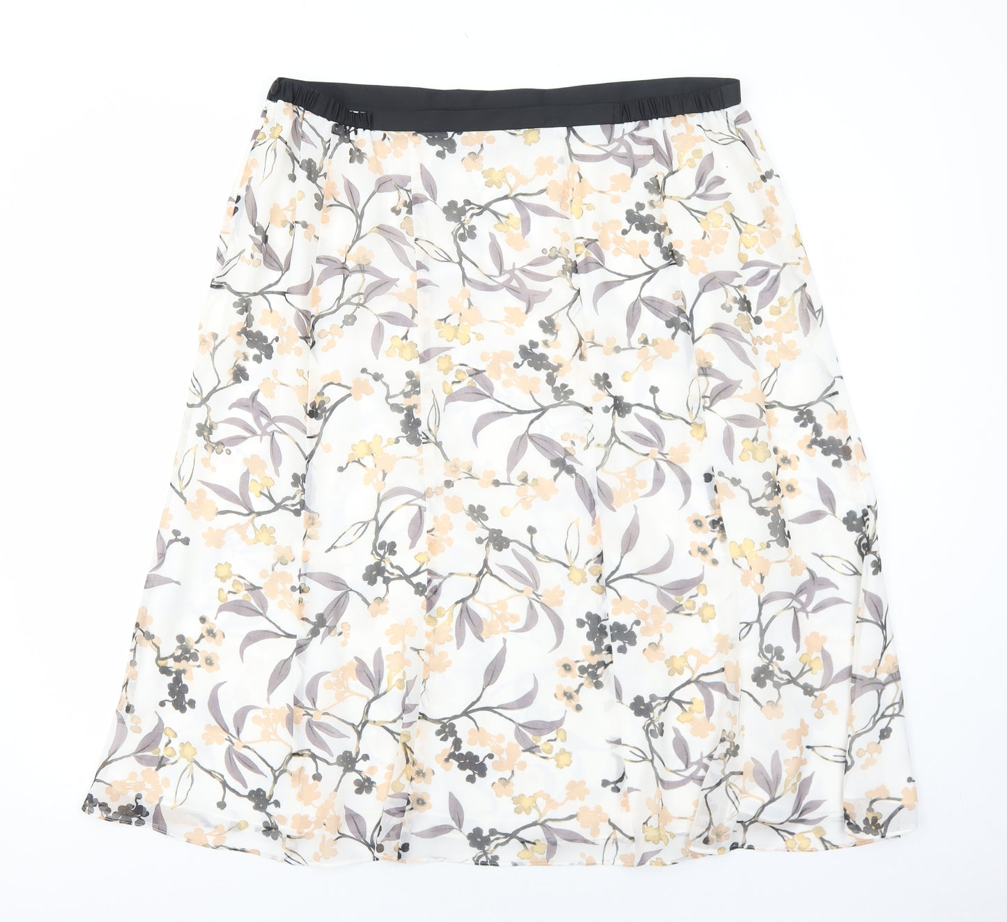 Jacques Vert Womens White Floral Polyester Swing Skirt Size 20 Zip