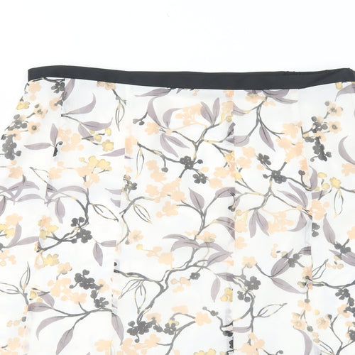 Jacques Vert Womens White Floral Polyester Swing Skirt Size 20 Zip