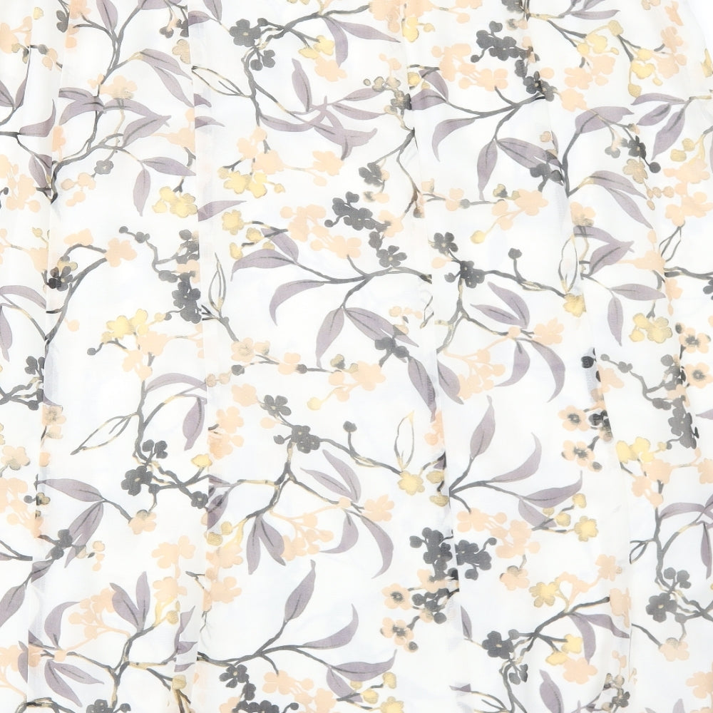 Jacques Vert Womens White Floral Polyester Swing Skirt Size 20 Zip