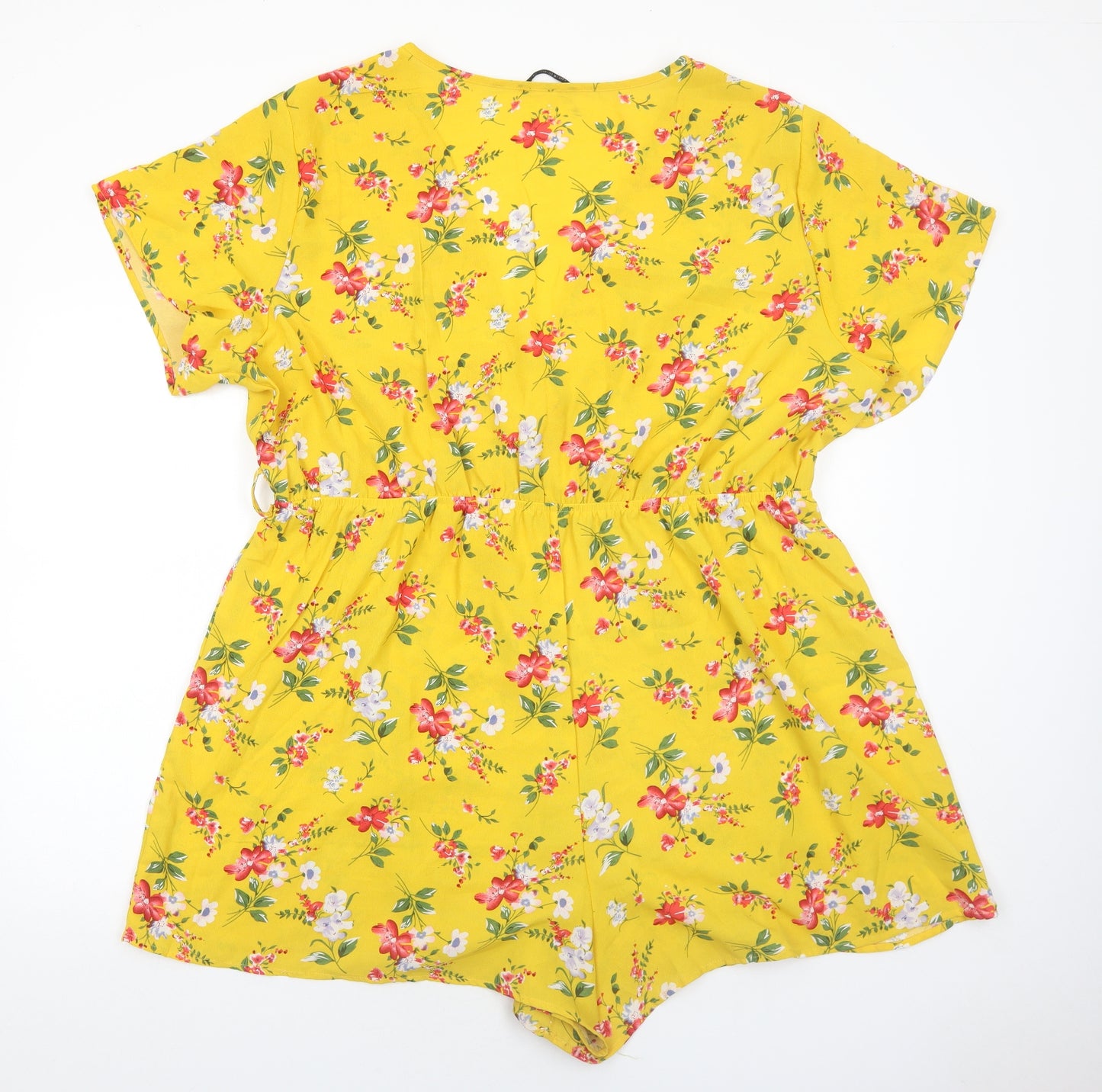 SheIn Womens Yellow Floral Polyester Playsuit One-Piece Size 4XL Pullover
