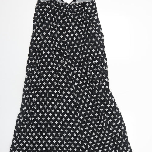 Gap Womens Black Geometric Viscose Maxi Size S V-Neck Pullover
