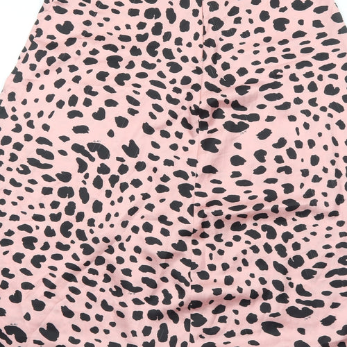 Preworn Womens Pink Animal Print Polyester Swing Skirt Size S Zip - Leopard Pattern