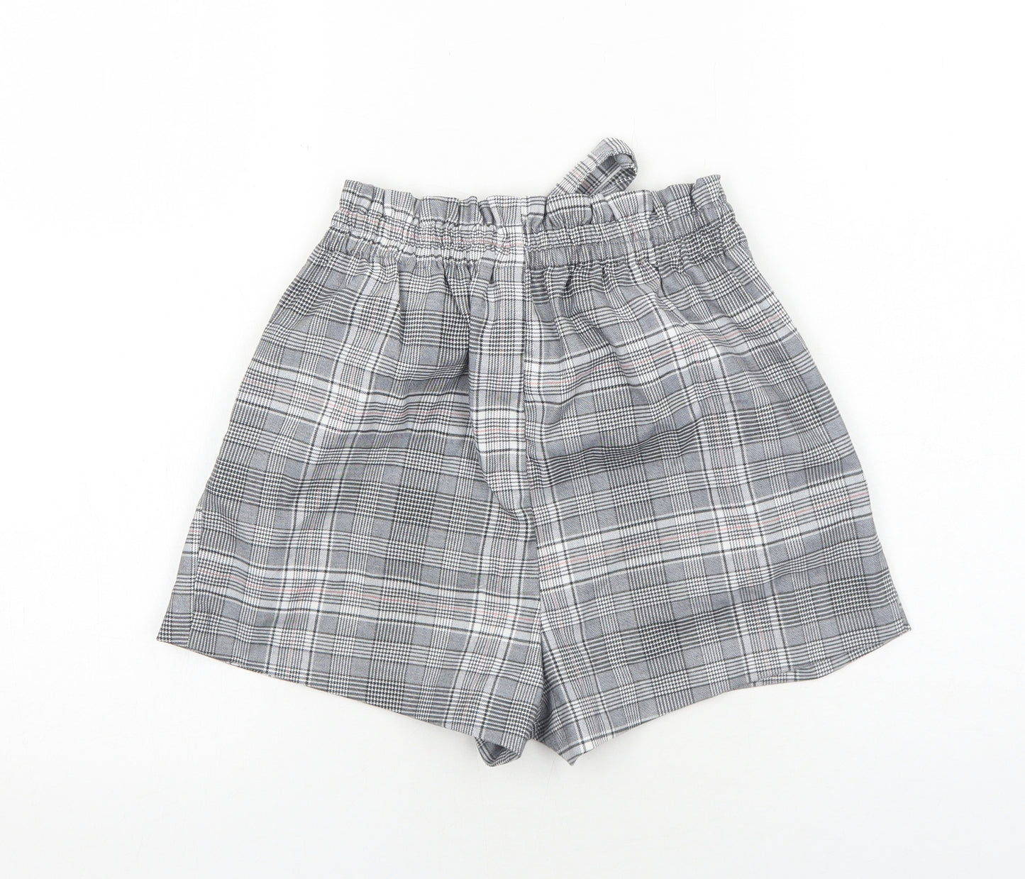 H&M Womens Grey Plaid Viscose Basic Shorts Size 4 Regular Pull On