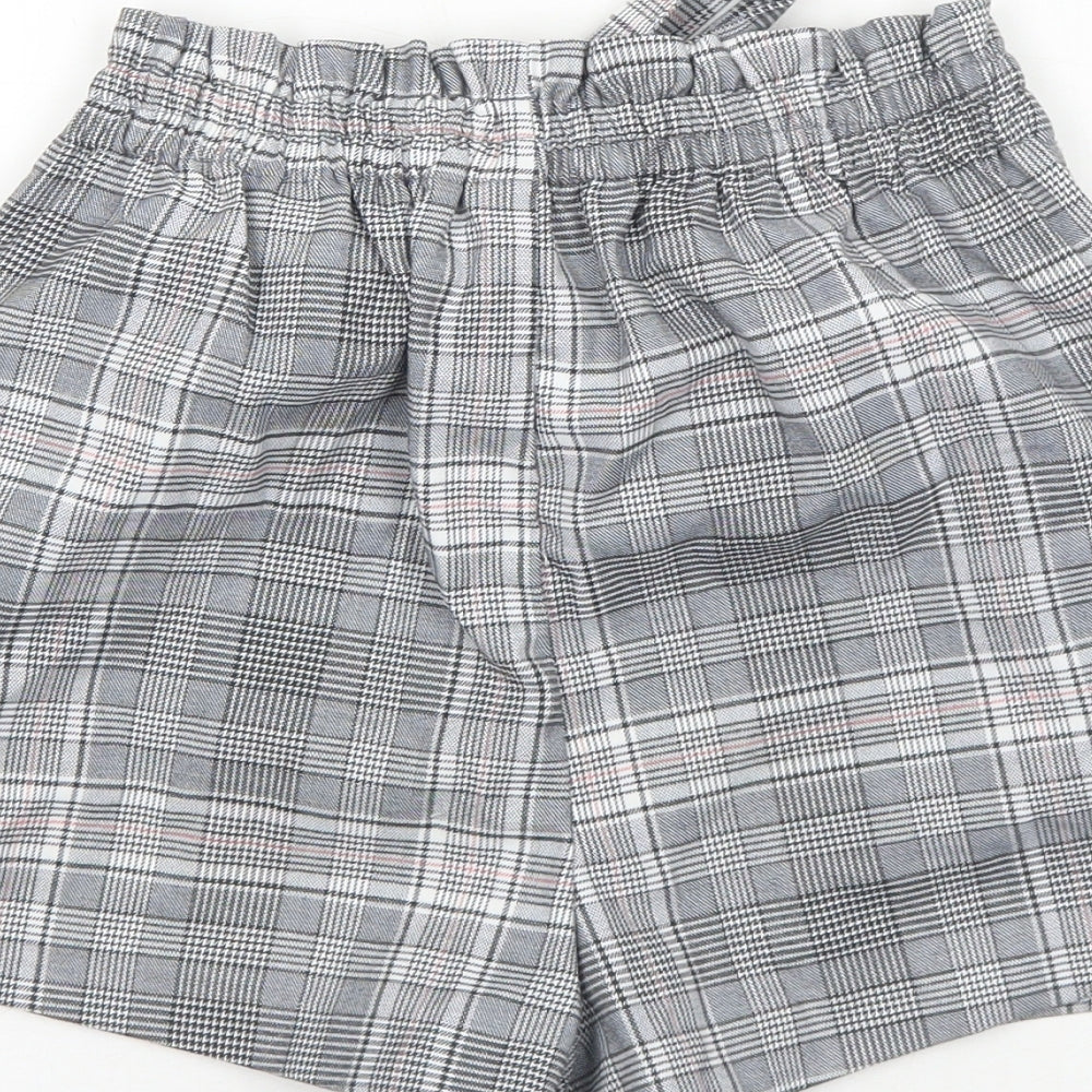 H&M Womens Grey Plaid Viscose Basic Shorts Size 4 Regular Pull On