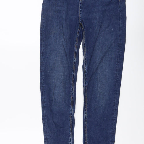 Marks and Spencer Womens Blue Cotton Skinny Jeans Size 8 L27 in Regular Button