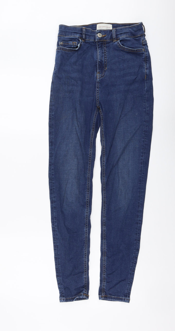Marks and Spencer Womens Blue Cotton Skinny Jeans Size 8 L27 in Regular Button