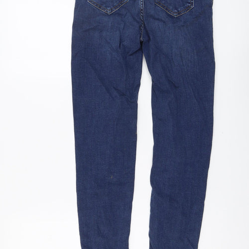 Marks and Spencer Womens Blue Cotton Skinny Jeans Size 8 L27 in Regular Button