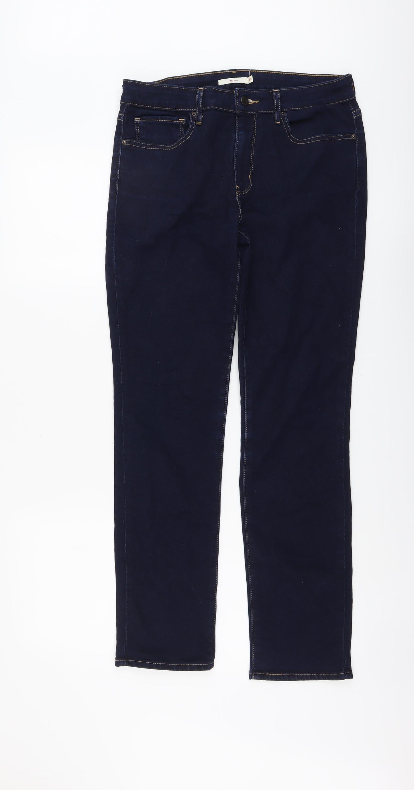 Levi's Womens Blue Cotton Straight Jeans Size 30 in L30 in Regular Button