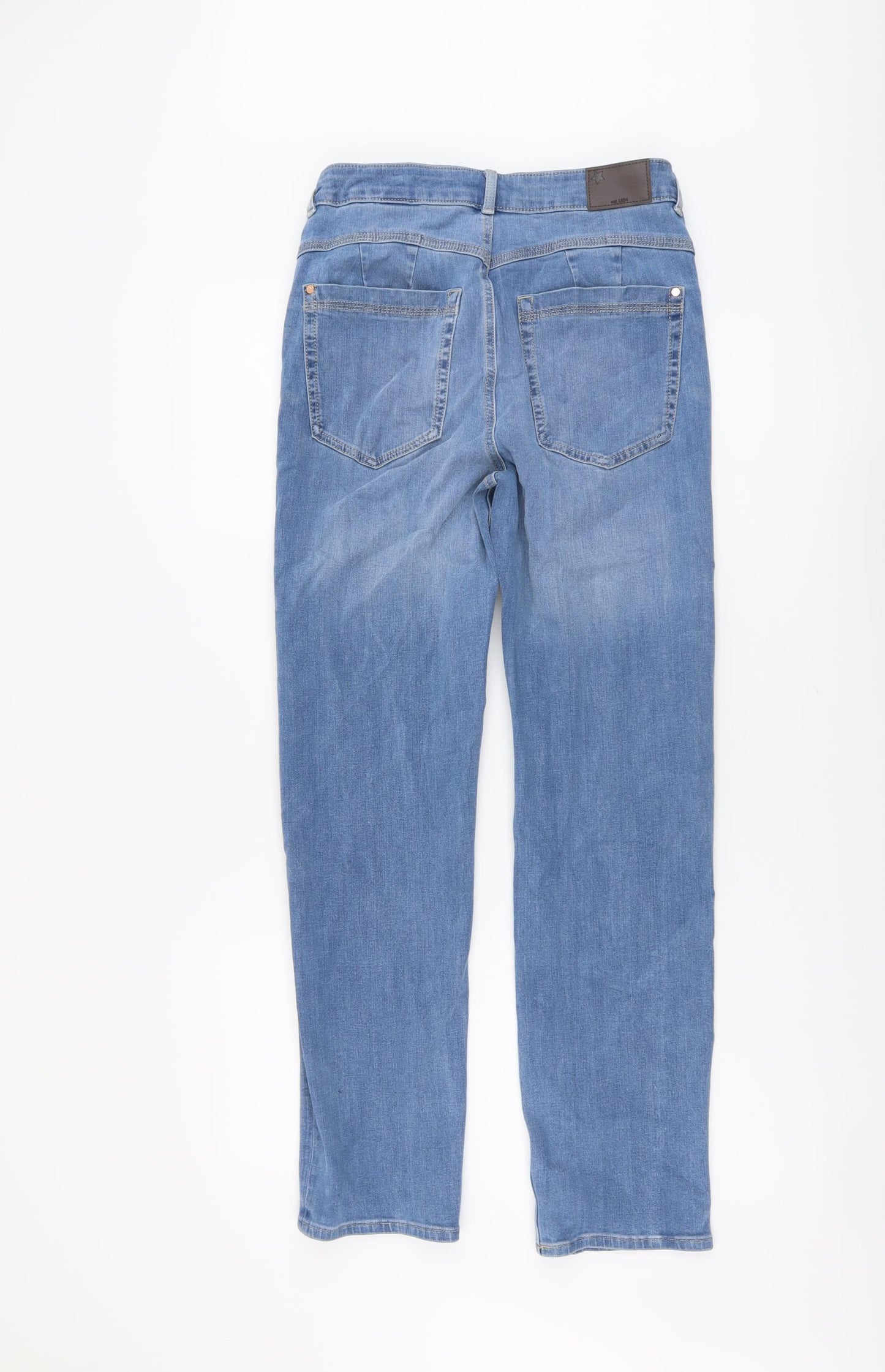 Marks and Spencer Womens Blue Cotton Straight Jeans Size 10 L28 in Regular Button