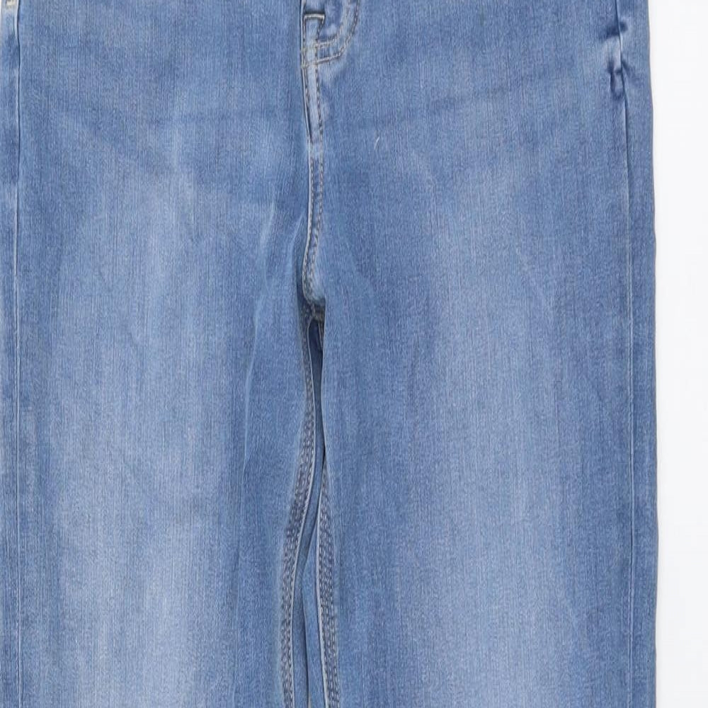 Marks and Spencer Womens Blue Cotton Straight Jeans Size 10 L28 in Regular Button