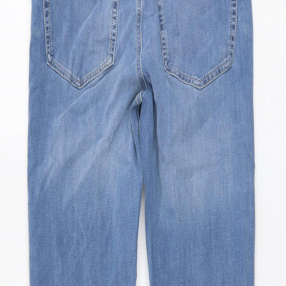 Marks and Spencer Womens Blue Cotton Straight Jeans Size 10 L28 in Regular Button