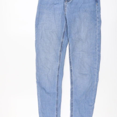 Marks and Spencer Womens Blue Cotton Skinny Jeans Size 8 L28 in Regular Button