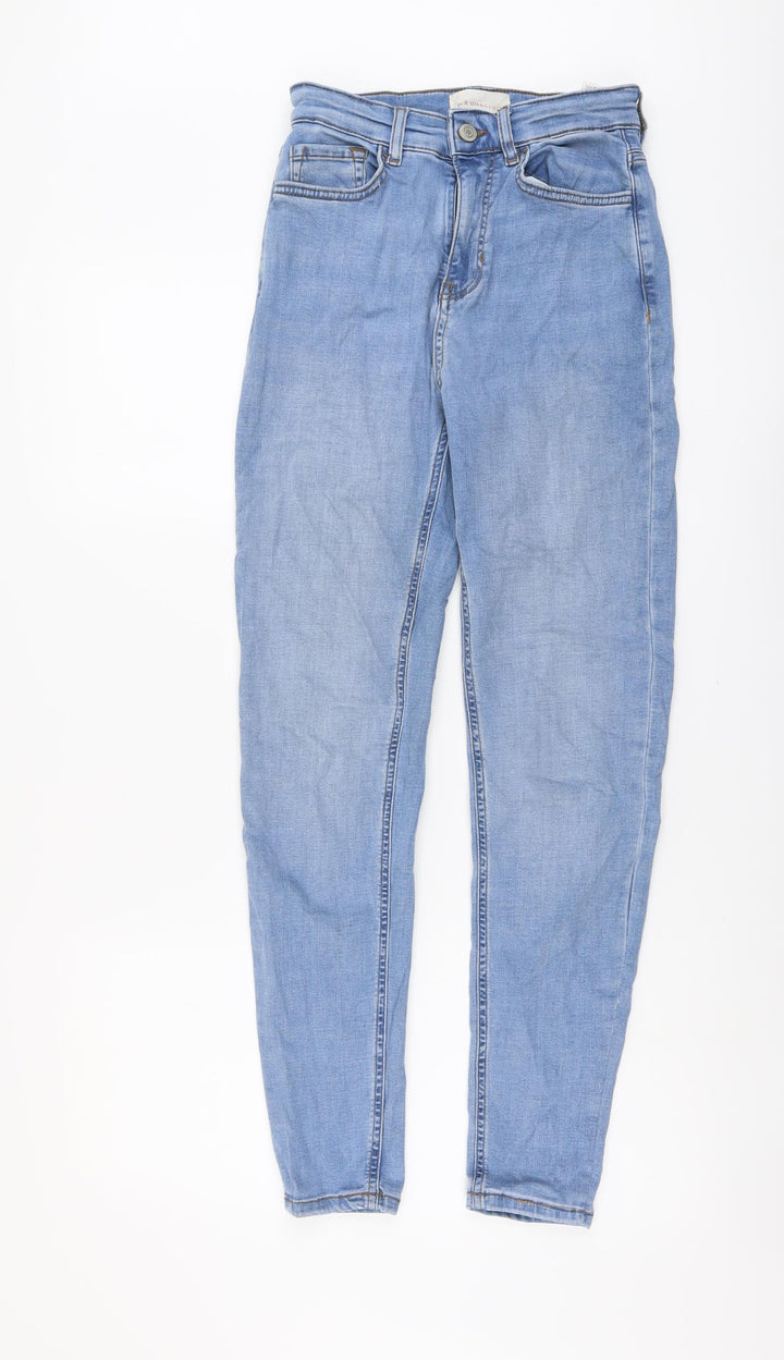 Marks and Spencer Womens Blue Cotton Skinny Jeans Size 8 L28 in Regular Button