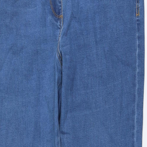M&Co Womens Blue Cotton Straight Jeans Size 18 L27 in Regular Button