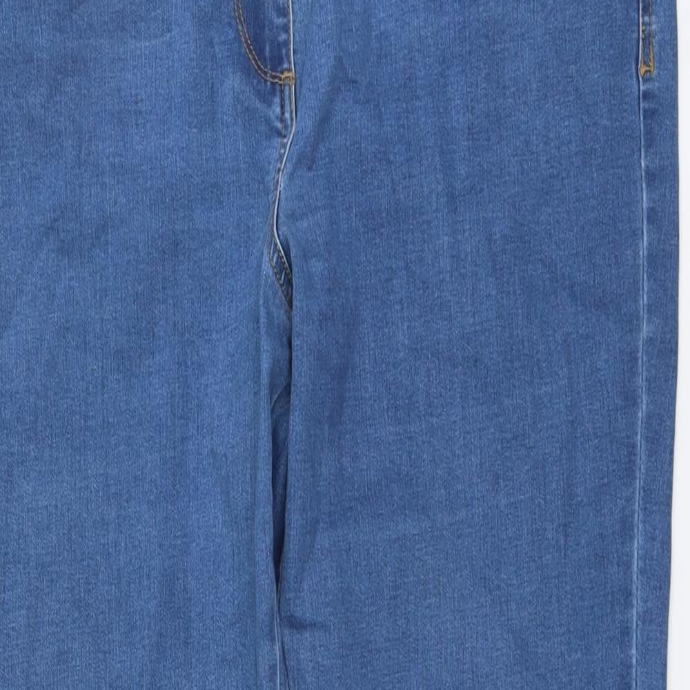M&Co Womens Blue Cotton Straight Jeans Size 18 L27 in Regular Button