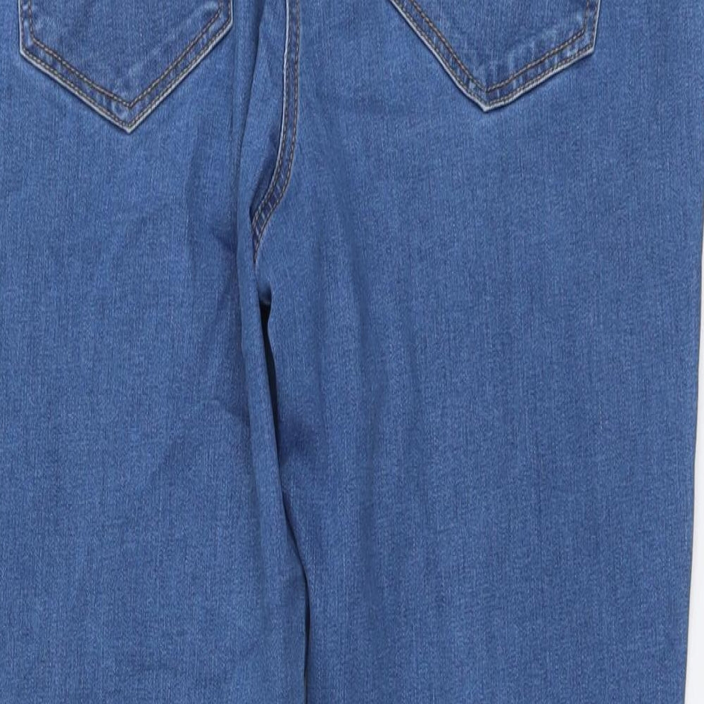 M&Co Womens Blue Cotton Straight Jeans Size 18 L27 in Regular Button
